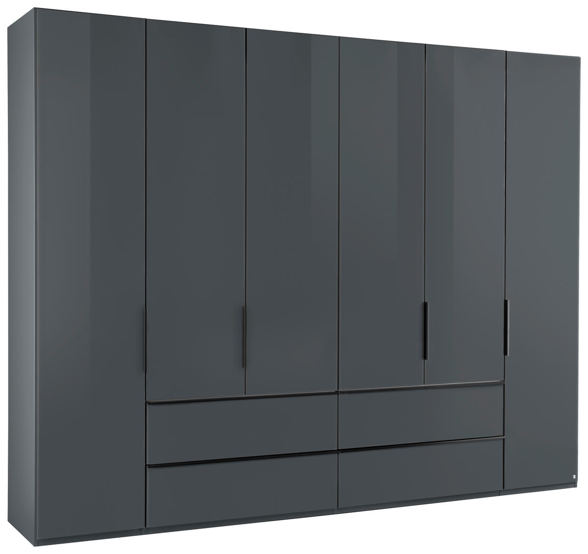 FALTTÜRENSCHRANK 300/216/58 cm 4-türig Dunkelgrau  - Dunkelgrau/Schwarz, MODERN, Glas/Holzwerkstoff (300/216/58cm) - Musterring