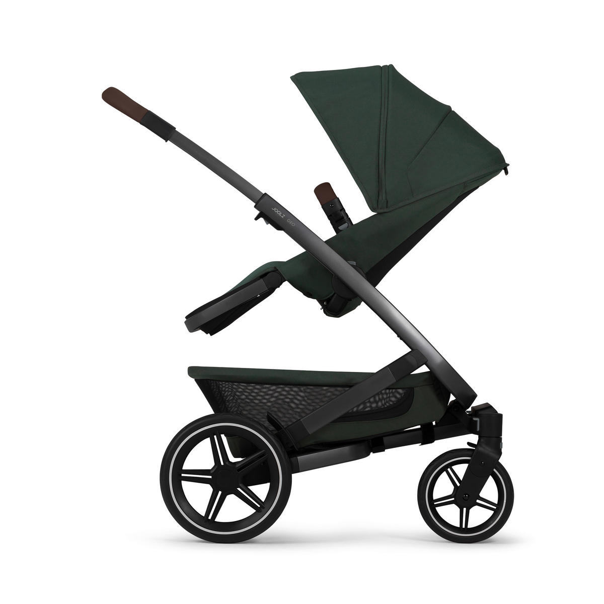 KINDERWAGENSET Geo3 Mono  - Dunkelgrün/Grau, Basics, Textil/Metall (60/92-113/77-105cm) - Joolz