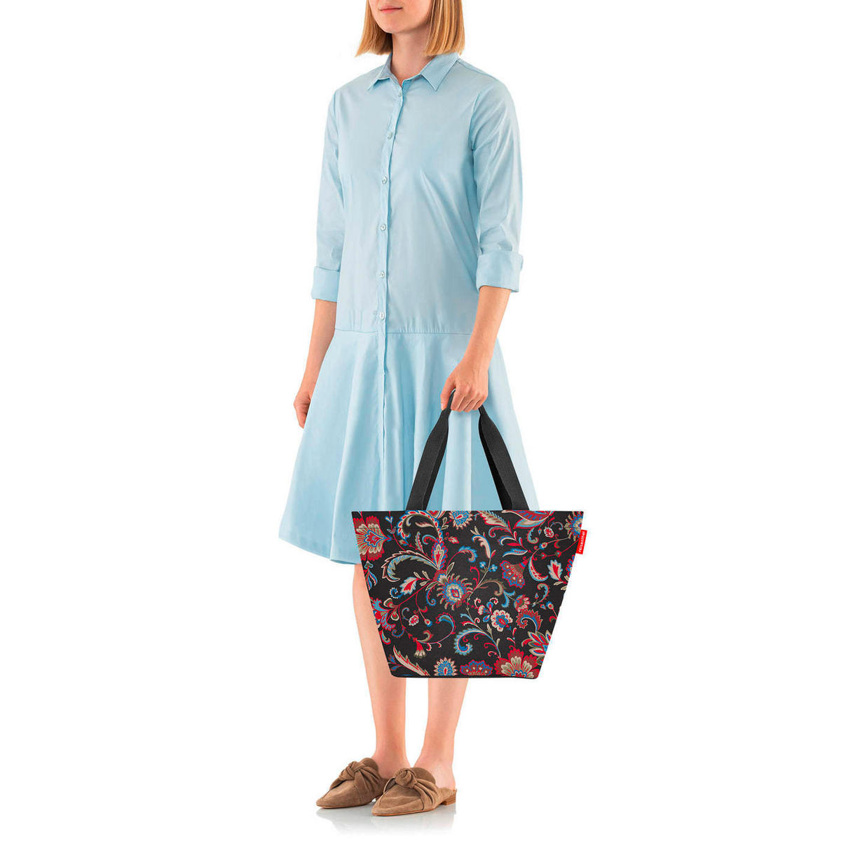 KABELKA SHOPPER hnedá, oranžová, červená, čierna - oranžová/hnedá, Basics, textil (51/30,5/26cm) - Reisenthel