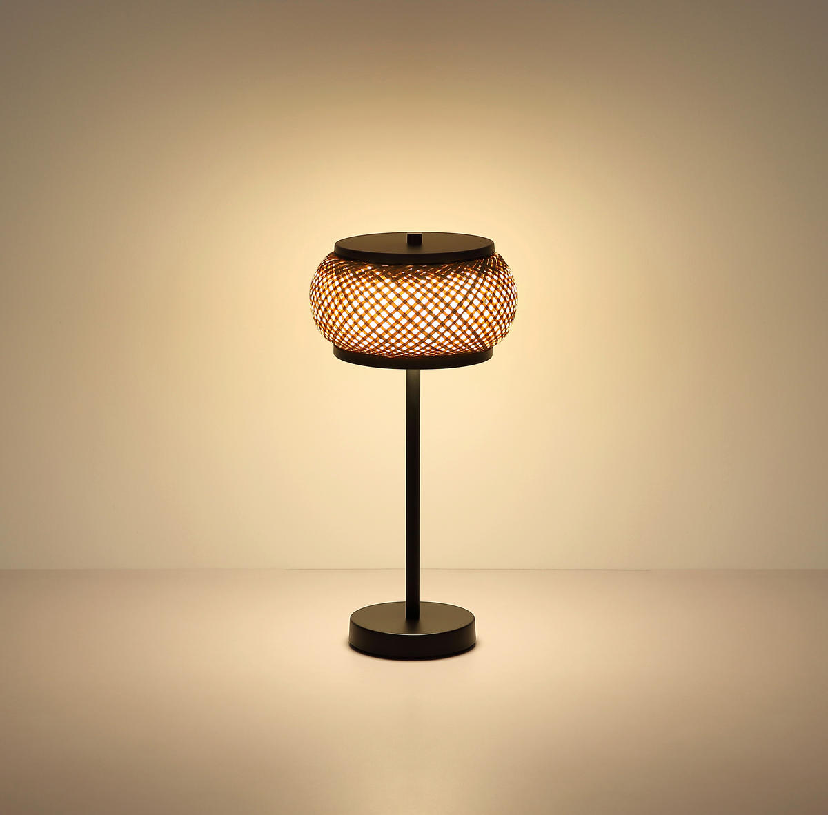 LED-TISCHLEUCHTE 22/46,1 cm   - Schwarz/Naturfarben, Design, Holz/Kunststoff (22/46,1cm) - Globo