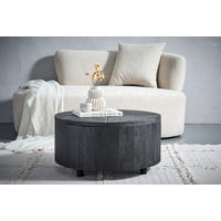 COUCHTISCH Mangoholz vollmassiv 70/70/35 cm rund Schwarz  - Schwarz, Design, Holz (70/70/35cm) - Livetastic