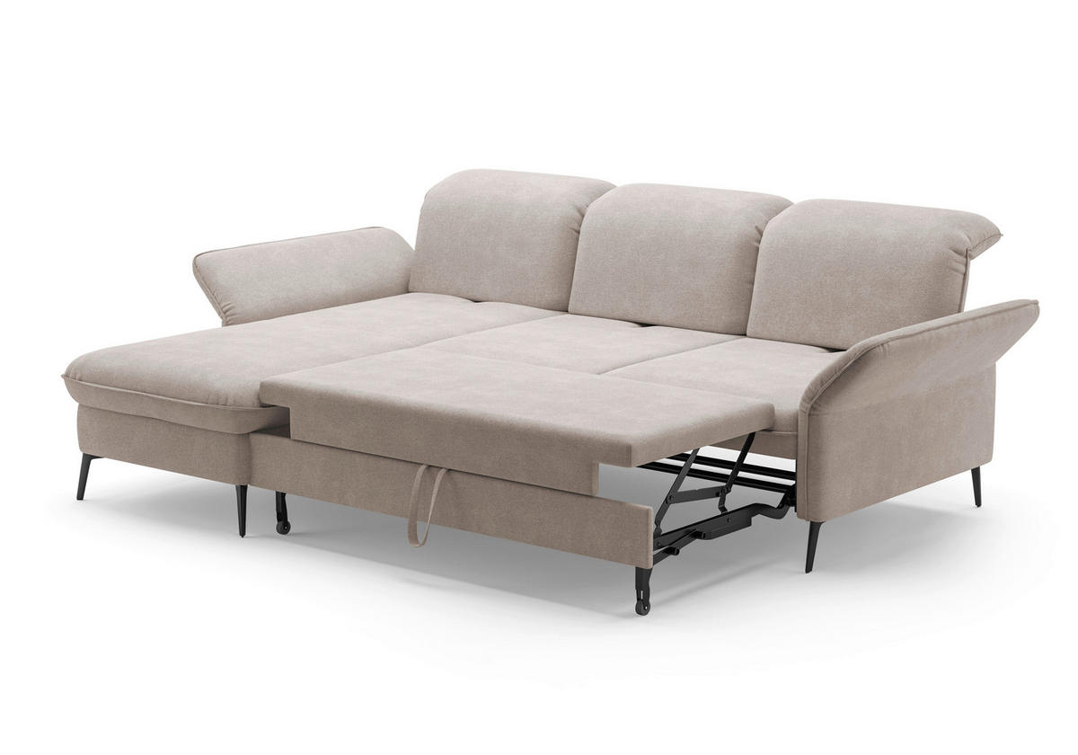 ECKSOFA in Flachgewebe Greige  - Greige/Schwarz, Konventionell, Textil/Metall (198/264cm) - Sit & More