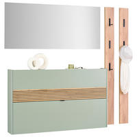 GARDEROBE 4-teilig  in 170/200/18 cm  - Eichefarben/Grün, Design, Glas/Holzwerkstoff (170/200/18cm) - Voleo