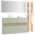 GARDEROBE 4-teilig  in 170/200/18 cm  - Eichefarben/Grün, Design, Glas/Holzwerkstoff (170/200/18cm) - Voleo