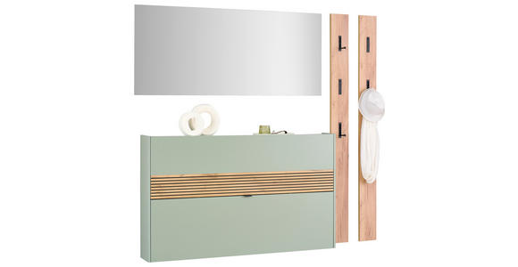 GARDEROBE 4-teilig  in 170/200/18 cm  - Eichefarben/Grün, Design, Glas/Holzwerkstoff (170/200/18cm) - Voleo