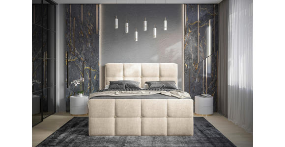 BOXBETT 140/200 cm  in Beige  - Chromfarben/Beige, Design, Holz/Holzwerkstoff (140/200cm) - Esposa