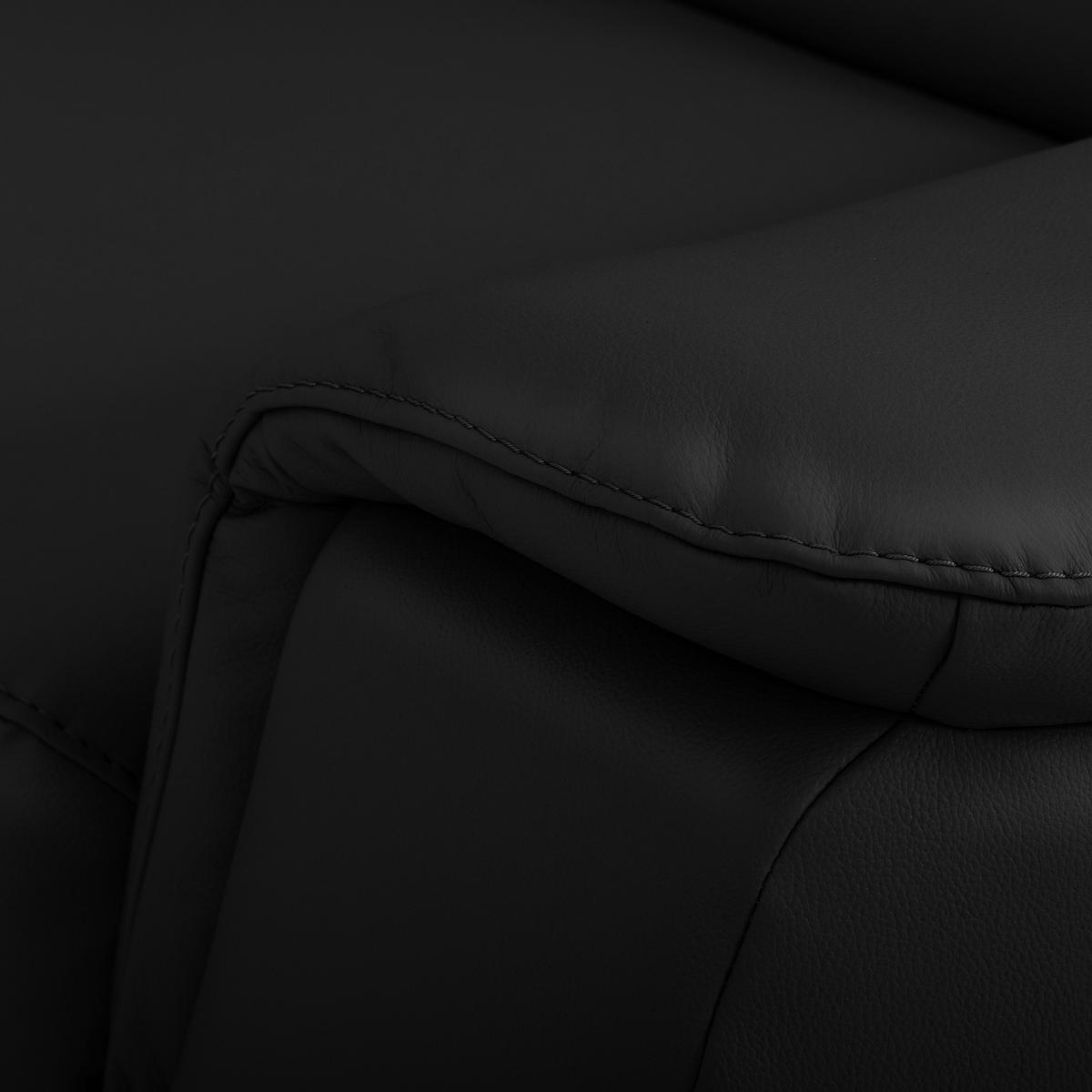WOHNLANDSCHAFT  in Kombination Echtleder/Lederlook Schwarz  - Schwarz, Leder/Metall (211/262cm) - Celina Home