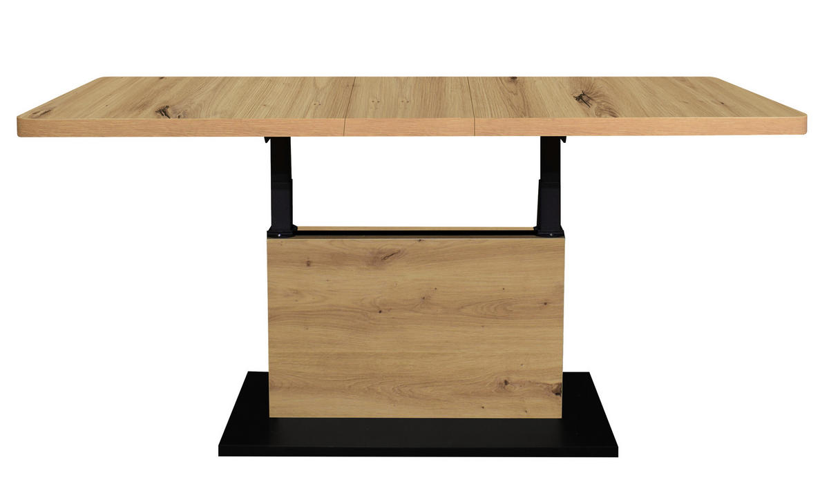 COUCHTISCH in Metall, Holzwerkstoff 120-160/70/56-75 cm  - Schwarz/Eiche Artisan, Design, Holzwerkstoff/Kunststoff (120-160/70/56-75cm) - Stylife