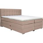 BOXSPRINGBETT 180/200 cm,  in Hellbraun, Bettkasten, Topper, Matratzen, H3 + H3 = fest  - Hellbraun/Alufarben, KONVENTIONELL, Kunststoff/Textil (180/200cm) - Carryhome