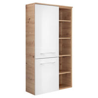 MIDISCHRANK 50,2/121,6/33 cm  - Edelstahlfarben/Eichefarben, KONVENTIONELL, Glas/Holzwerkstoff (50,2/121,6/33cm) - Sadena