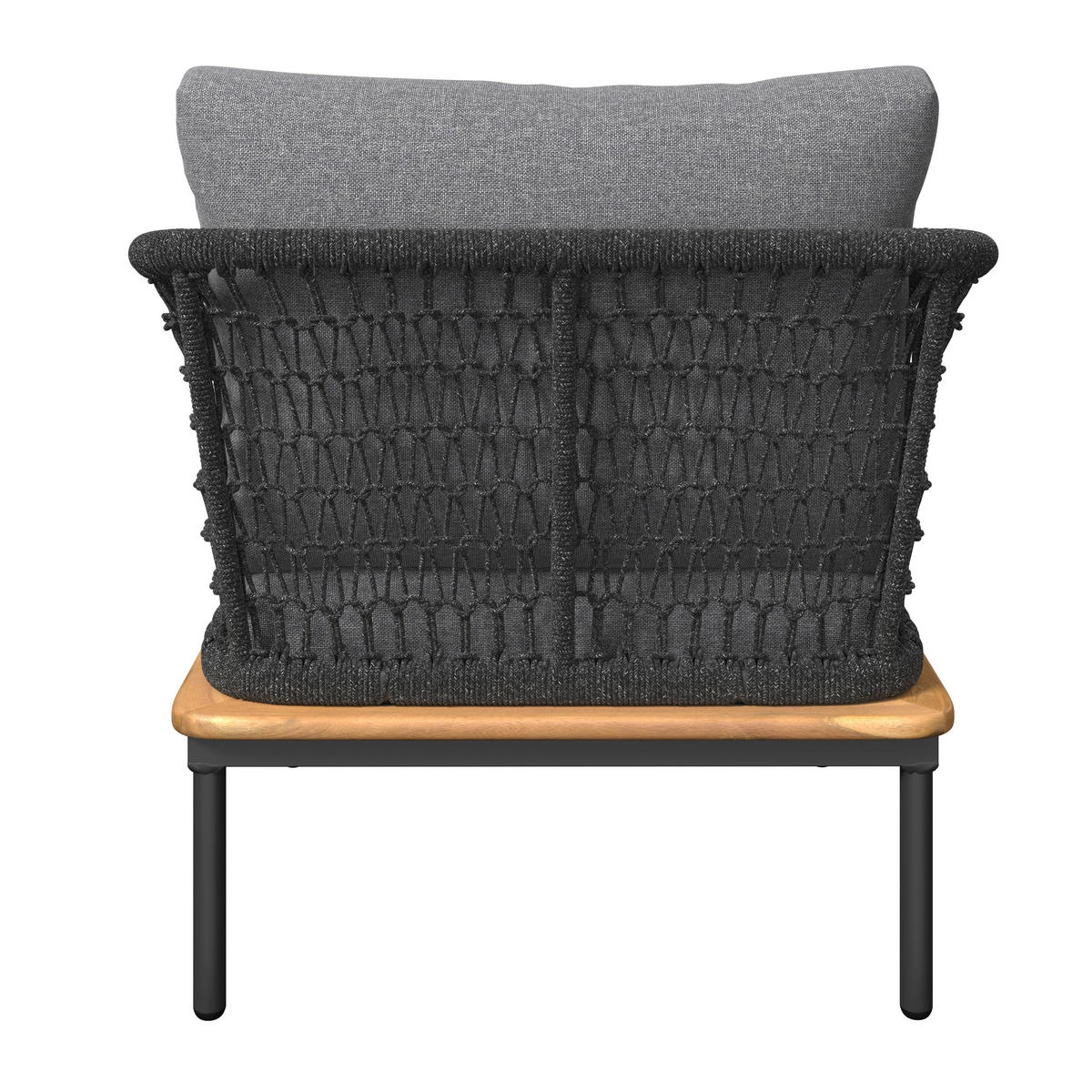 KERTI BÚTORSZETT 5 részes  - antracit/tíkfa színű, Modern, textil/fa - Ambia Garden