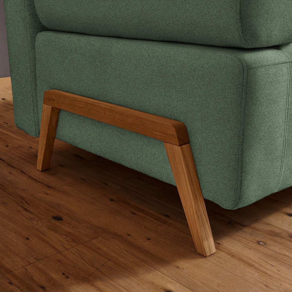 SCHLAFSOFA Chenille Grün  - Naturfarben/Grün, Design, Holz/Textil (211/88/102cm) - Niels Andersson