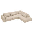 ECKSOFA Creme Cord  - Creme/Schwarz, KONVENTIONELL, Kunststoff/Textil (314/250cm) - Carryhome