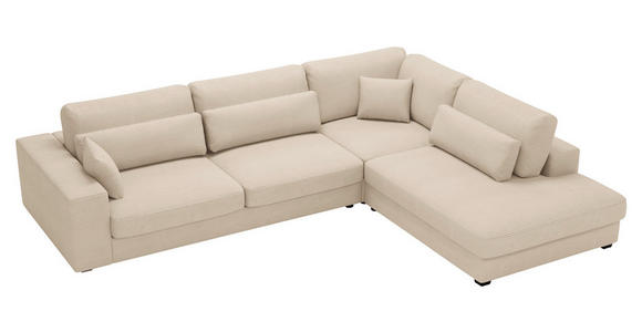 ECKSOFA Creme Cord - Creme/Schwarz, KONVENTIONELL, Kunststoff/Textil (314/250cm) - Carryhome