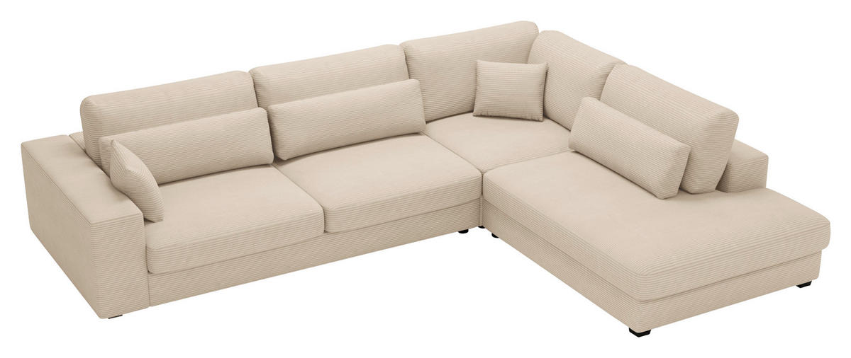 ECKSOFA in Cord Creme  - Creme/Schwarz, Konventionell, Kunststoff/Textil (314/250cm) - Carryhome