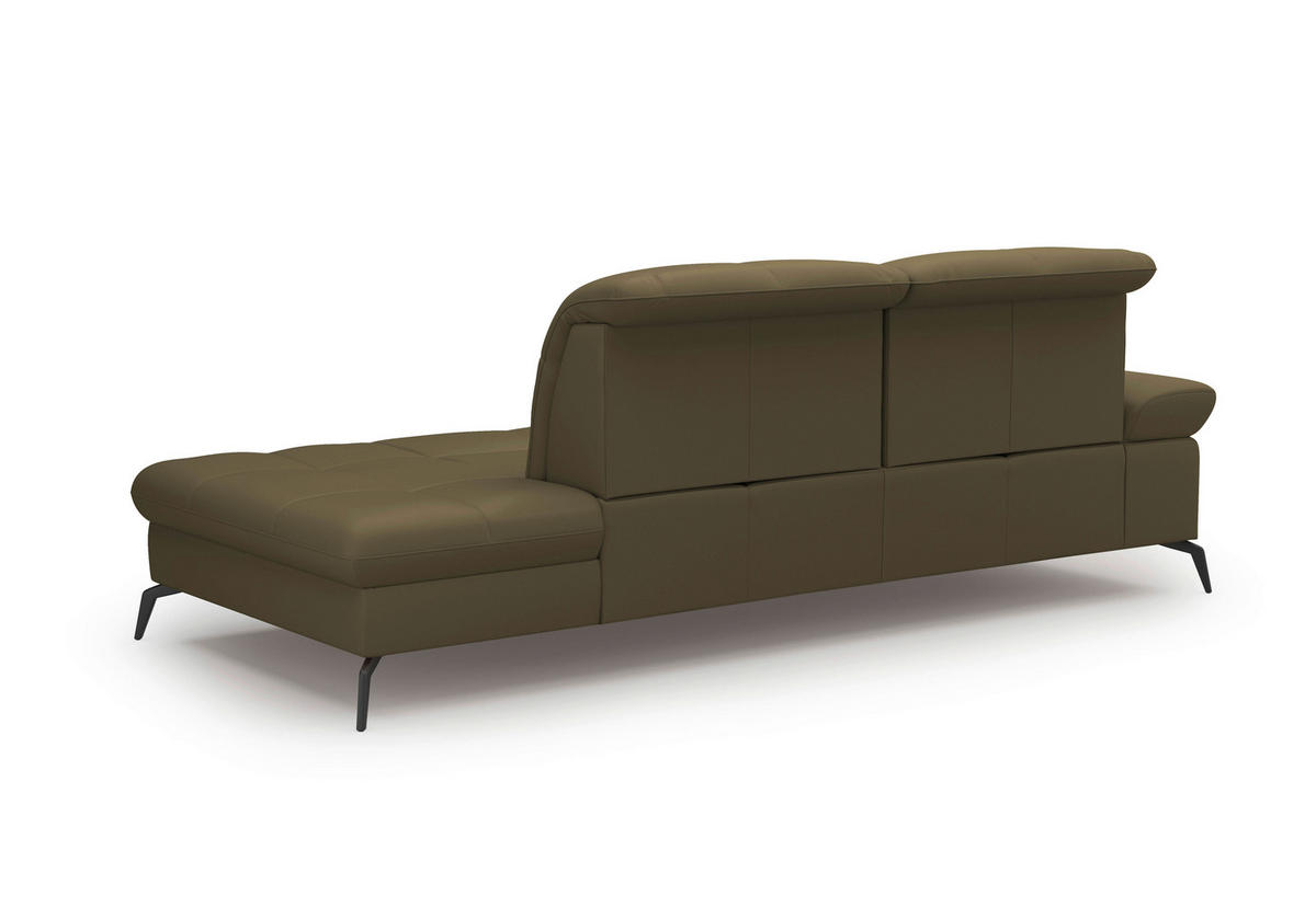 RÉCAMIERE in Echtleder Olivgrün  - Schwarz/Olivgrün, Konventionell, Leder/Metall (231/90/122cm) - Sit & More