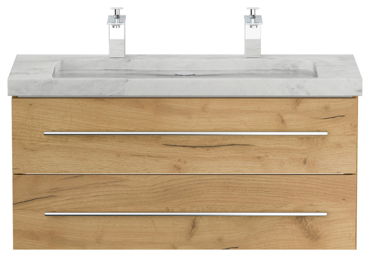 WASCHTISCHKOMBI 100 cm  - Eichefarben, Basics, Holzwerkstoff/Stein (100cm) - MID.YOU