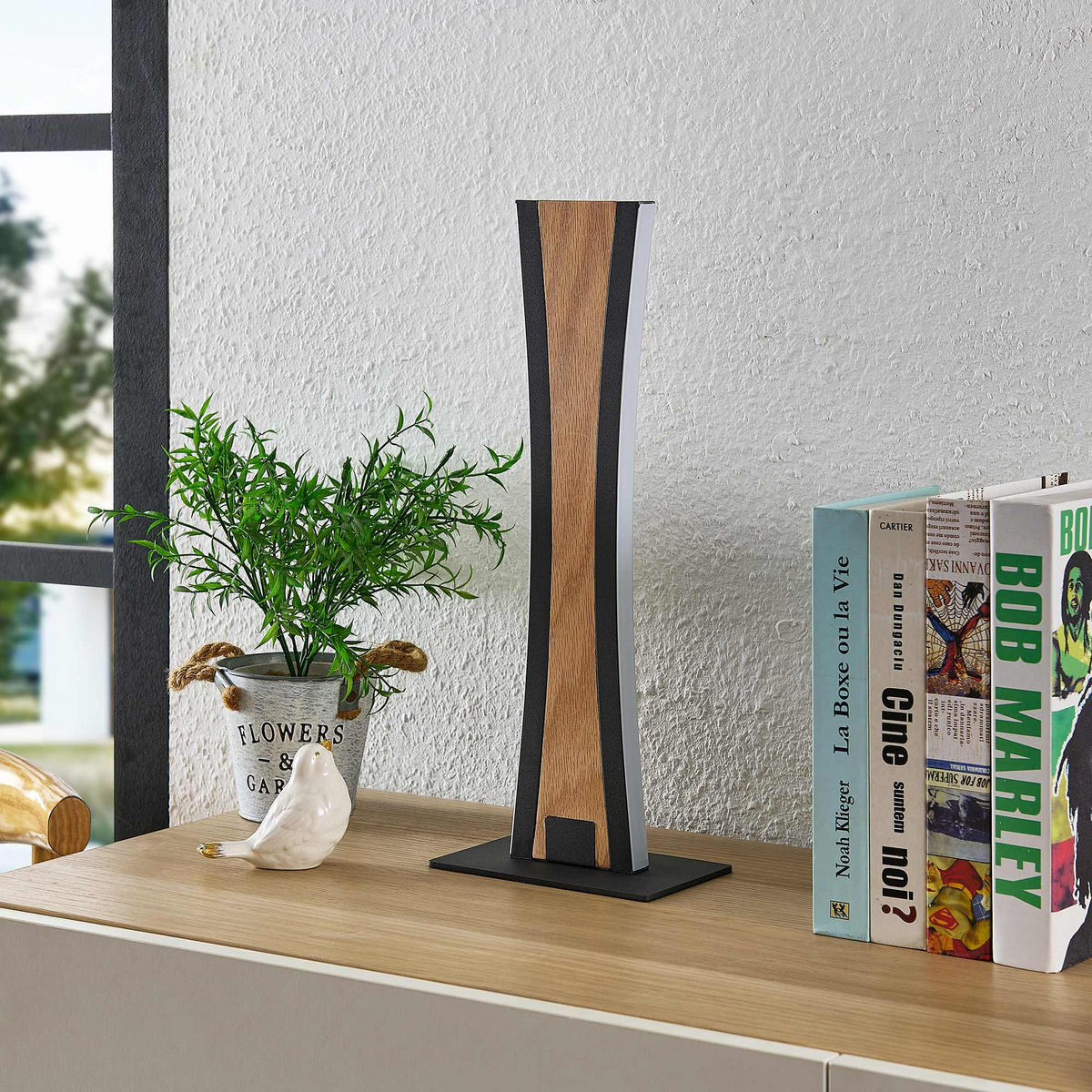 LED-TISCHLEUCHTE Ella 16/40,8/10 cm   - Eichefarben/Schwarz, Natur, Holz/Kunststoff (16/40,8/10cm) - Novel