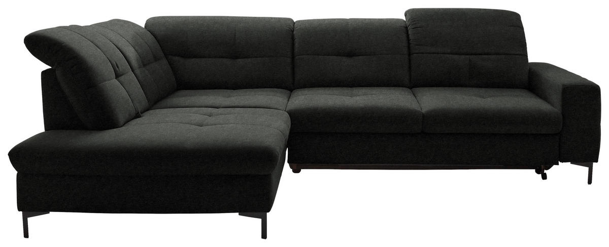 ECKSOFA in Chenille Anthrazit  - Anthrazit/Schwarz, Design, Textil/Metall (240/308cm) - Xora