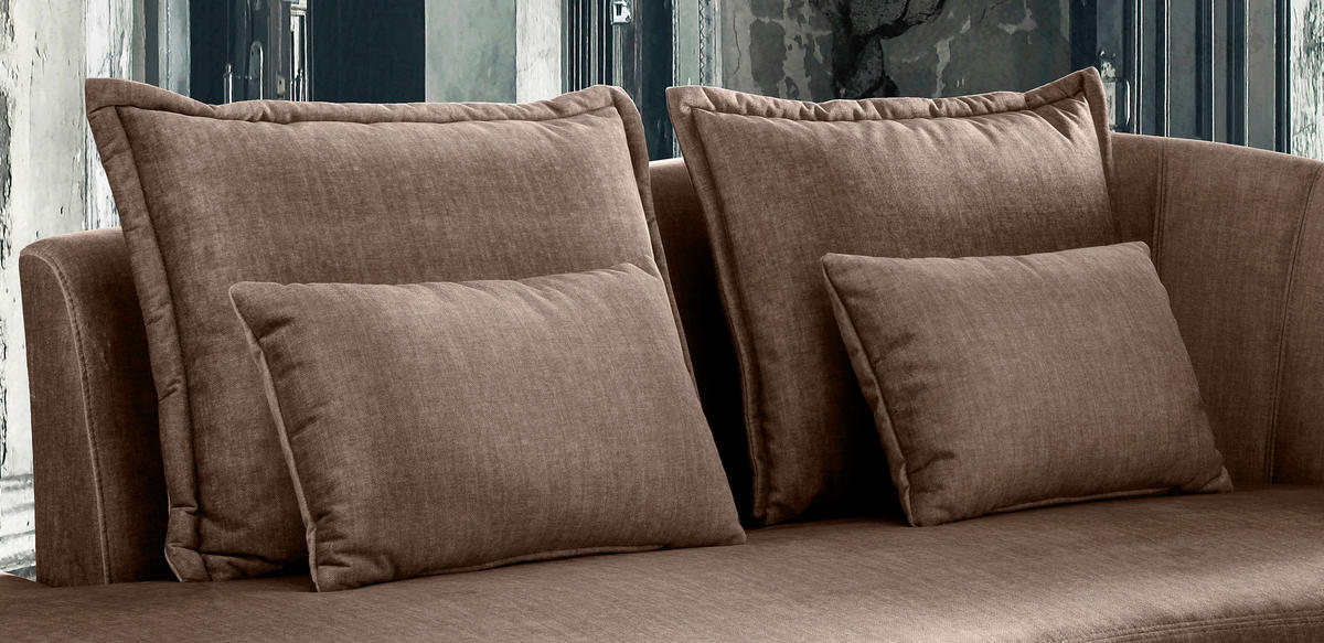 OTTOMANE in Velours Hellbraun  - Hellbraun/Schwarz, Modern, Textil/Metall (211/85/102cm) - Livetastic