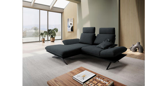 ECKSOFA  in Flachgewebe Anthrazit  155/234 cm  - Anthrazit/Schwarz, Design, Textil/Metall (155/234cm) - Dieter Knoll