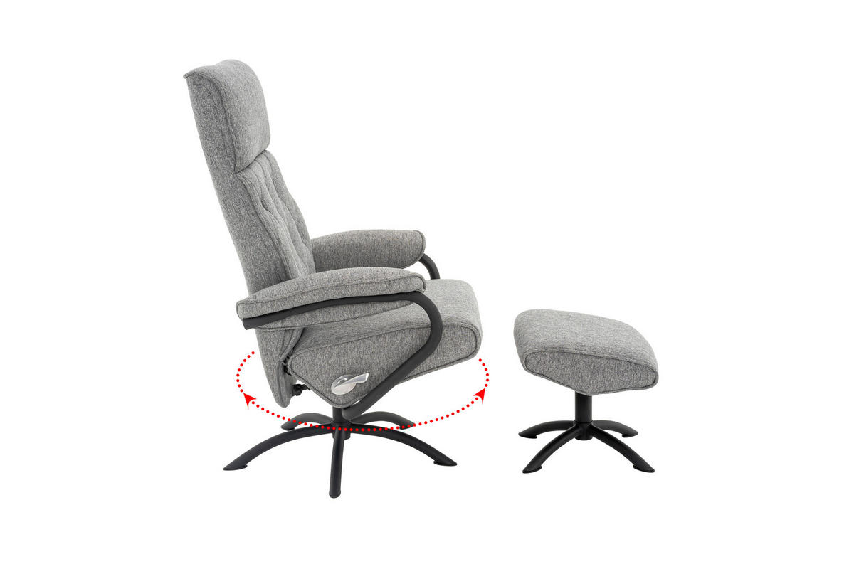 SET SCAUNE DE RELAXARE in textil gri  - negru/gri, Modern, metal/textil (77,5/107/85cm) - MID.YOU