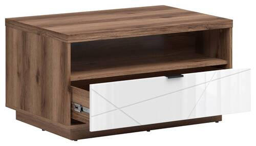 COUCHTISCH 90/60/48,5 cm rechteckig Eichefarben, Weiß Hochglanz - Eichefarben/Weiß Hochglanz, Design, Holzwerkstoff/Kunststoff (90/60/48,5cm)