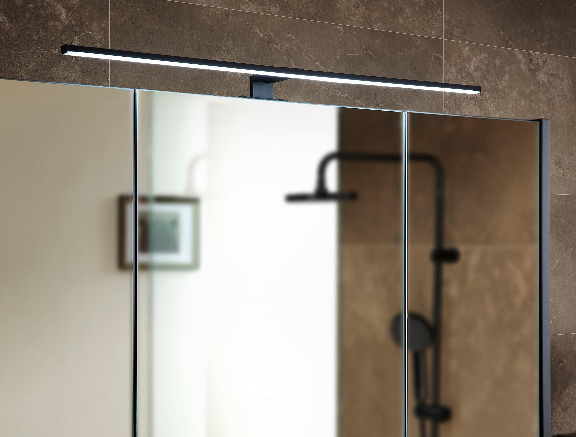 Thumbnail - Sadena Spiegelschrank, Eiche, Glas, 6 Fächer, 133.2x70.3x17.5 cm, Made in Germany, Soft-Close-System, Badezimmer, Badezi...