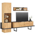 WOHNWAND Asteiche furniert, massiv, Hartholz Anthrazit, Eichefarben  - Eichefarben/Anthrazit, KONVENTIONELL, Glas/Holz (278/202/47cm) - Linea Natura