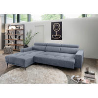 ECKSOFA Hellblau Chenille  - Schwarz/Hellblau, KONVENTIONELL, Textil/Metall (188/276cm) - Livetastic