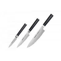 SET NOŽEVA      3-dijelni  MO-V  - srebrne boje, Basics, drvni materijal/metal - Samura