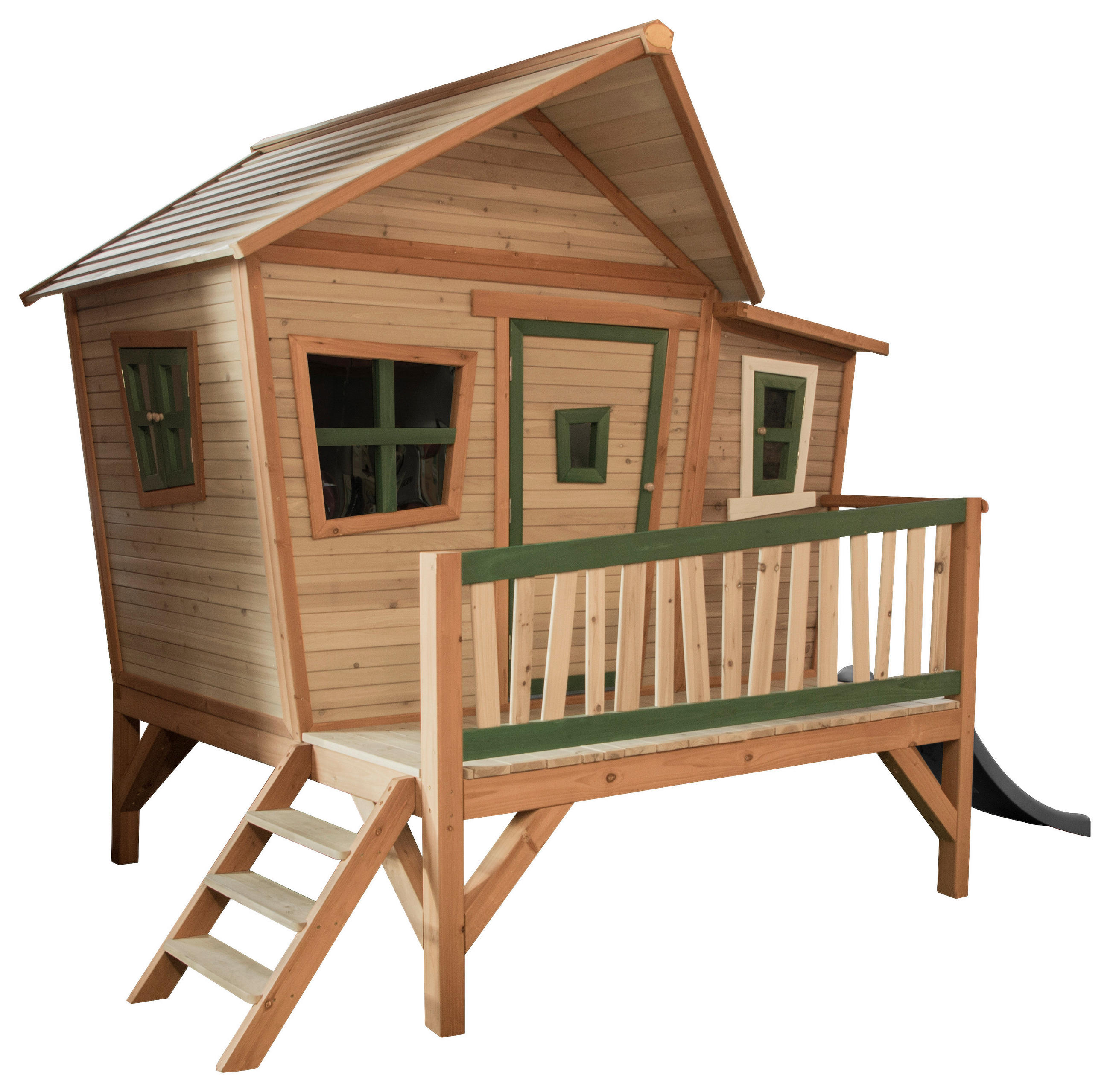SPIELHAUS  - Braun/Hellgrün, KONVENTIONELL, Holz/Kunststoff (123/12,8/152cm) - Ambia Garden