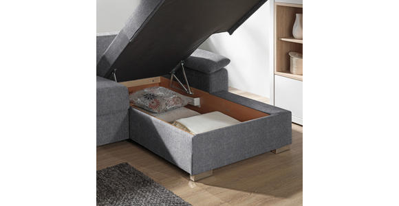 ECKSOFA in Flachgewebe Grau - Chromfarben/Grau, KONVENTIONELL, Textil/Metall (285/176cm) - Novel