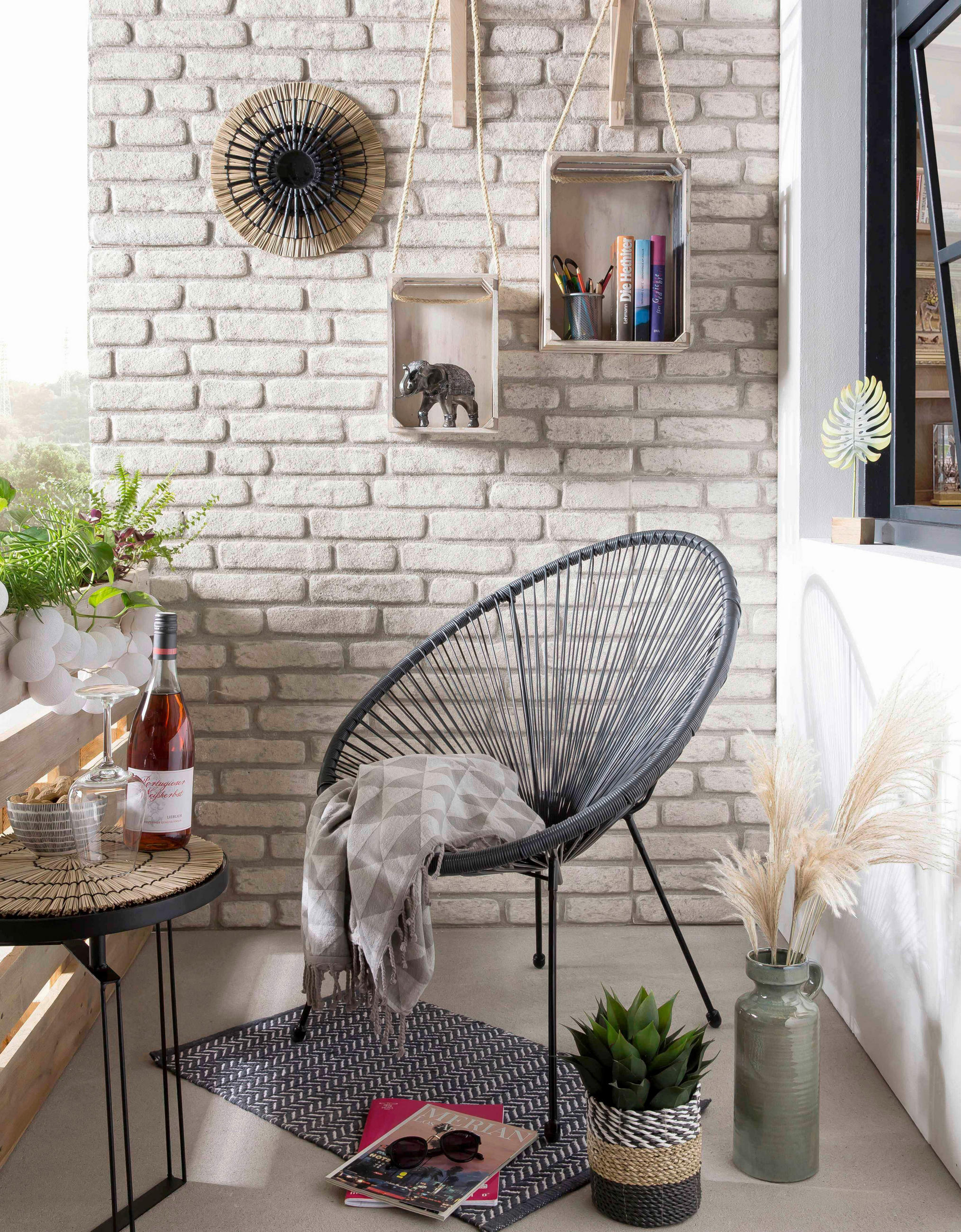 GARTENSTUHL-SET Metall, Kunststoff Grau  - Schwarz/Grau, Design, Kunststoff/Metall (73/88/73cm) - Gardenson