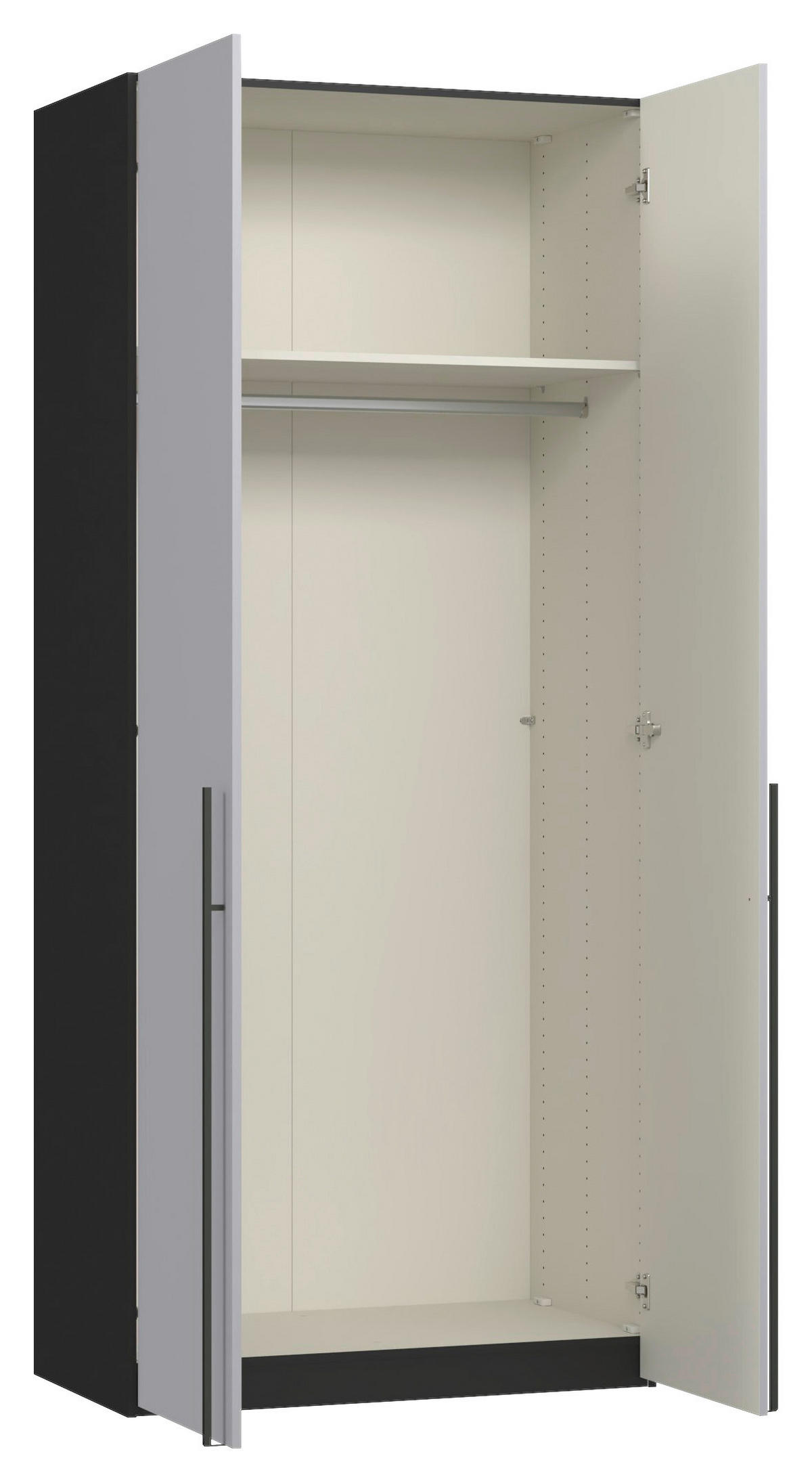 DREHTÜRENSCHRANK 102/220/59 cm,  in Schwarz, Hellgrau, 2-türig  - Titanfarben/Hellgrau, Design, Glas/Holzwerkstoff (102/220/59cm) - Jutzler