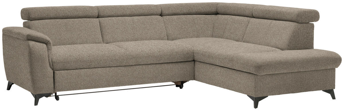ECKSOFA in Teddystoff Braun  - Schwarz/Braun, Design, Textil/Metall (260/203cm) - Stylife