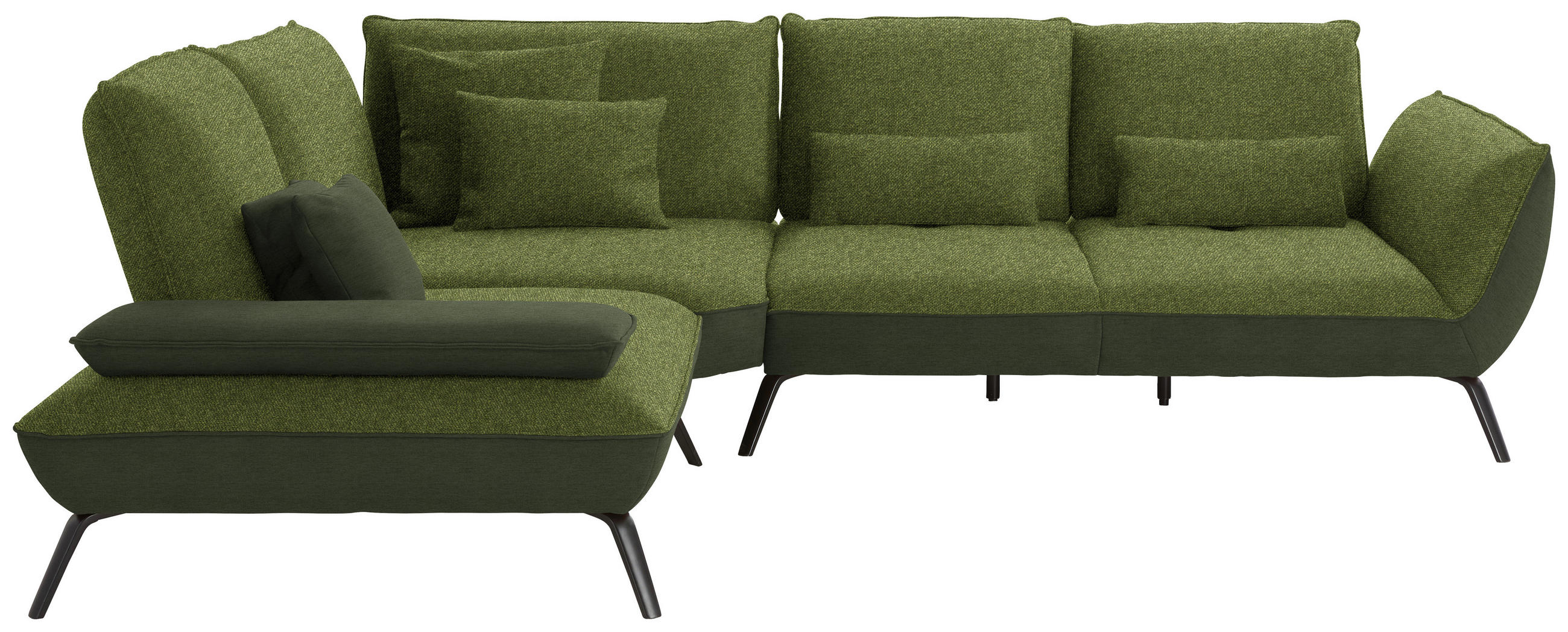 ECKSOFA in Flachgewebe Grün - Schwarz/Grün, Design, Textil/Metall (250/310cm) - Moderano