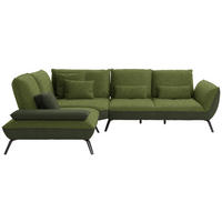 ECKSOFA in Flachgewebe Grün  - Schwarz/Grün, Design, Textil/Metall (250/310cm) - Moderano