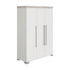 BABYKLEIDERSCHRANK Kira Grau, Weiß, Eichefarben  - Eichefarben/Silberfarben, KONVENTIONELL, Holzwerkstoff/Metall (135,3/193,1/55,6cm) - Paidi