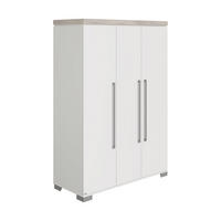 BABYKLEIDERSCHRANK Kira Eiche Nautik/Kreideweiß Weiß, Eichefarben  - Eichefarben/Silberfarben, KONVENTIONELL, Metall (135,3/193,1/55,6cm) - Paidi