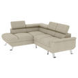 ECKSOFA Creme Struktur  - Silberfarben/Creme, KONVENTIONELL, Textil/Metall (207/268cm) - Carryhome