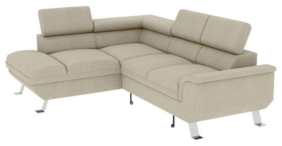 ECKSOFA Creme Struktur  - Silberfarben/Creme, KONVENTIONELL, Textil/Metall (207/268cm) - Carryhome