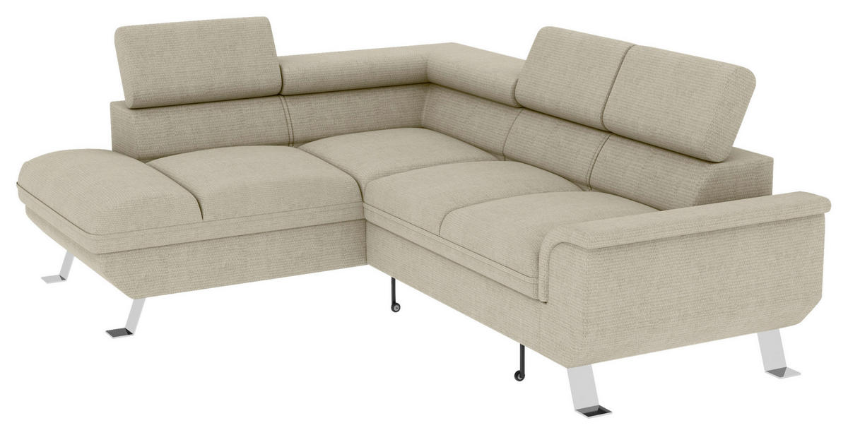 ECKSOFA in Struktur Creme  - Silberfarben/Creme, Konventionell, Textil/Metall (207/268cm) - MID.YOU