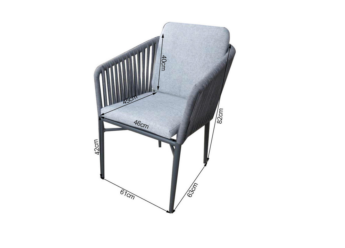 STAPELSESSEL Aluminium Graphitfarben, Grau  - Graphitfarben/Grau, MODERN, Textil/Metall (61/82/63cm) - Ambia Garden