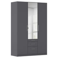 DREHTÜRENSCHRANK 136/197/54 cm,  in Grau, 3 Tür(en)  - Alufarben/Grau, KONVENTIONELL, Glas/Holzwerkstoff (136/197/54cm) - home24