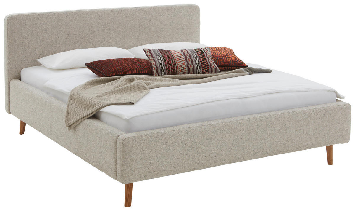 POLSTERBETT 180/200 cm  in Beige  - Eichefarben/Birkefarben, Design, Holz/Textil (180/200cm) - MID.YOU