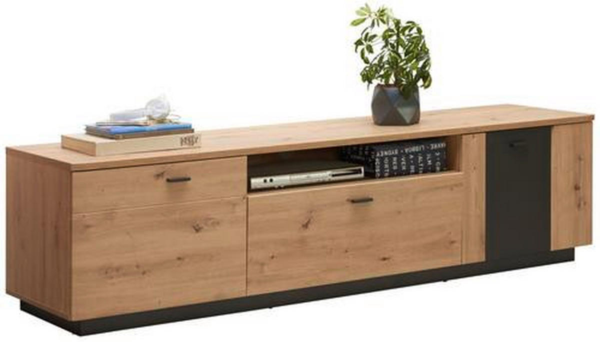 TV-ELEMENT antracit, barve hrasta  - črna/barve hrasta, Design, kovina/leseni material (205/53/50cm) - Hom`in