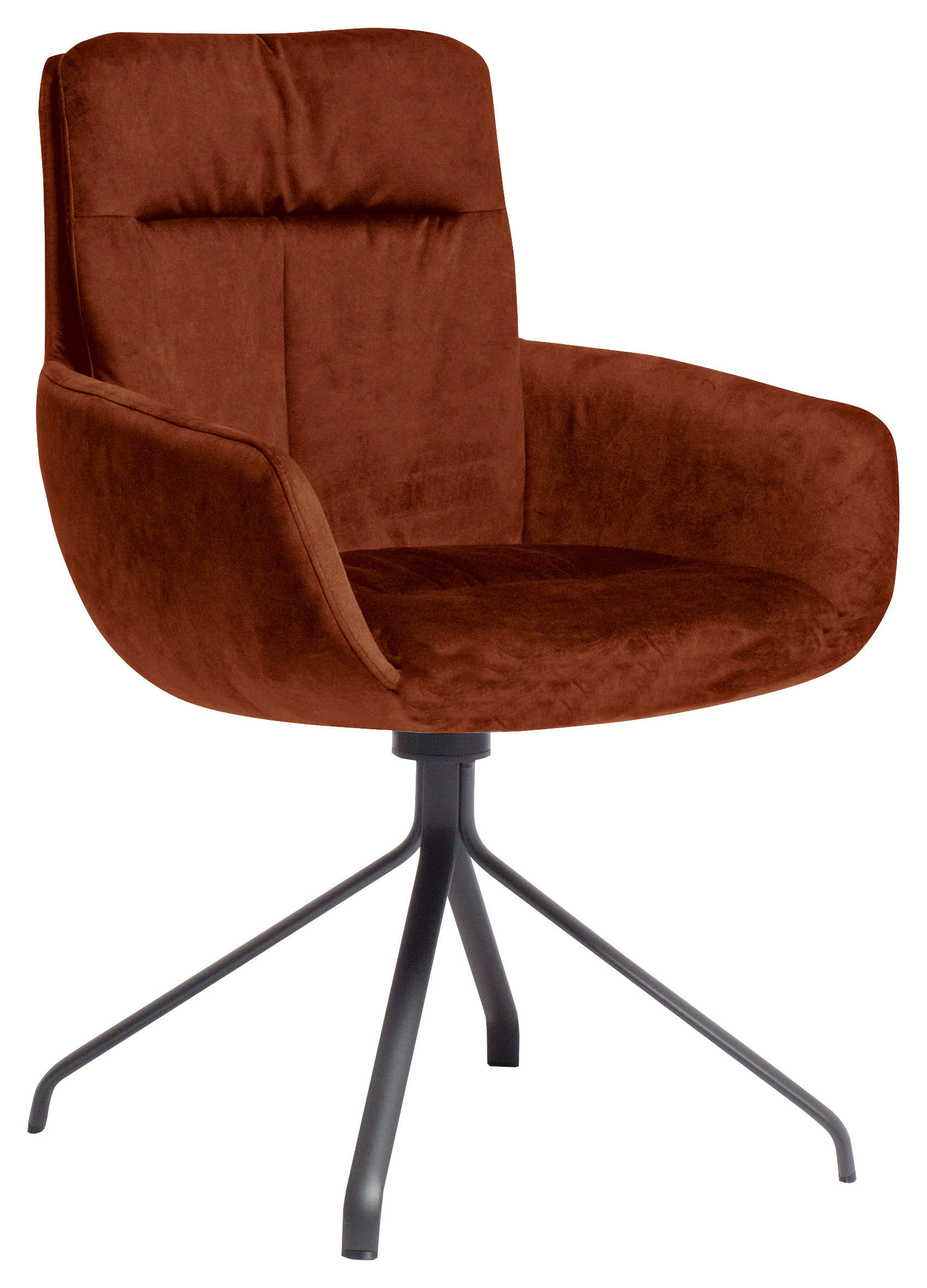 ARMLEHNSTUHL drehbar  in Stahl Velours  - Anthrazit/Kupferfarben, Design, Textil/Metall (61/90/64cm) - Venjakob
