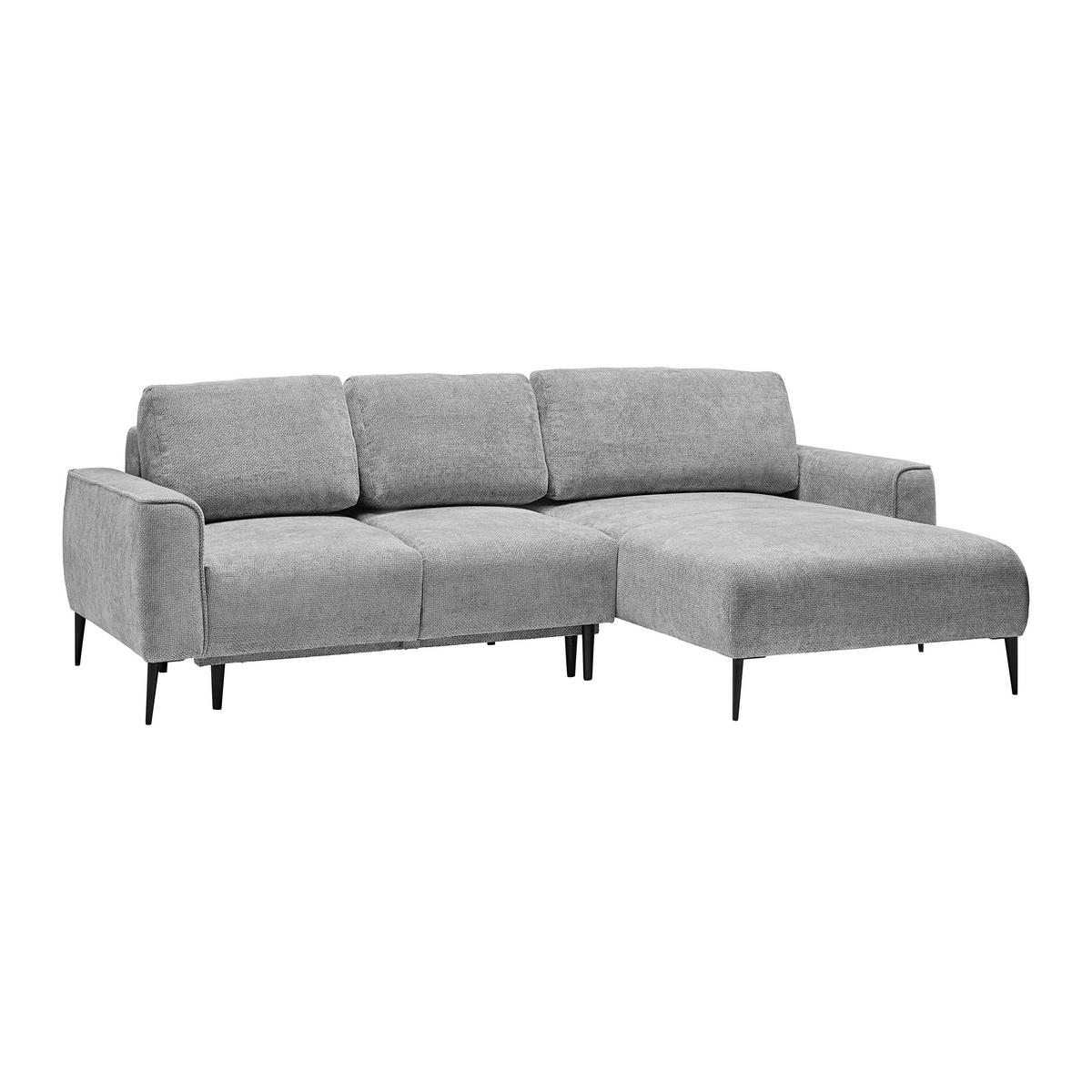 ECKSOFA in Webstoff Hellgrau  - Hellgrau/Schwarz, Modern, Textil/Metall (255/164cm) - MID.YOU