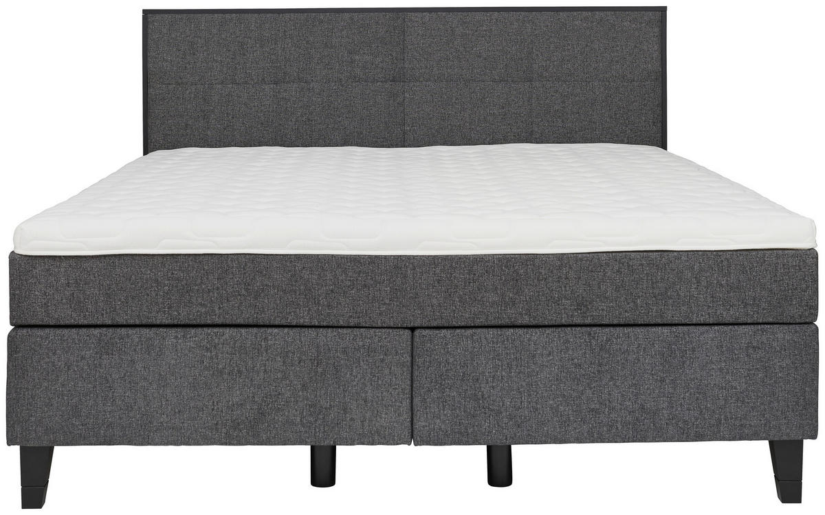 BOXSPRINGBETT 200/200 cm  in Anthrazit  - Anthrazit/Schwarz, Design, Holz/Textil (200/200cm) - Hom`in